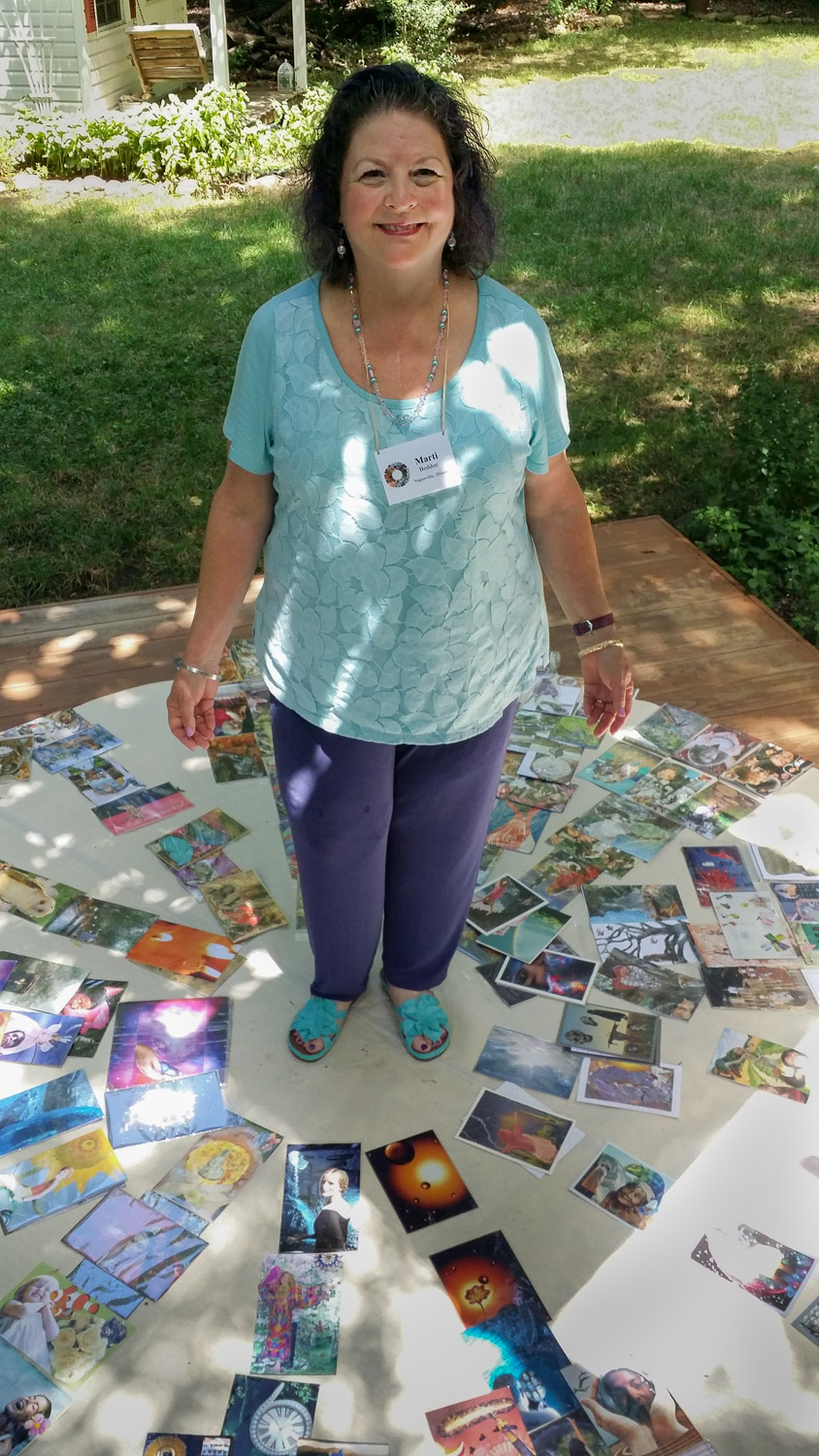 Marti in Charlotte, NC at Catherine Anderson's SoulCollage® Facilitator Training, July, 2017, 10 years after first training with Seena B. Frost.